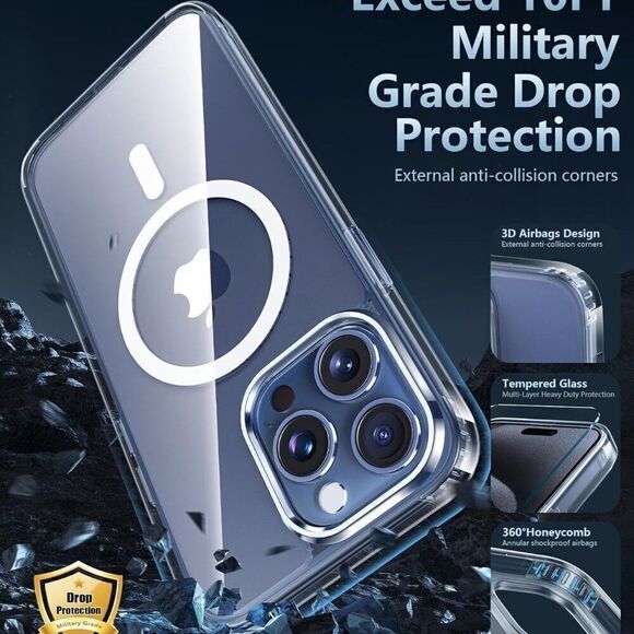 iPhone 15 Pro-Max Case Magnetic Charging Anti Yellowing Shockproof Phone Case - Picture 5 of 8